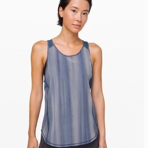 LULULEMON SCULPT TANK Brushed Spray Dye White Code Blue